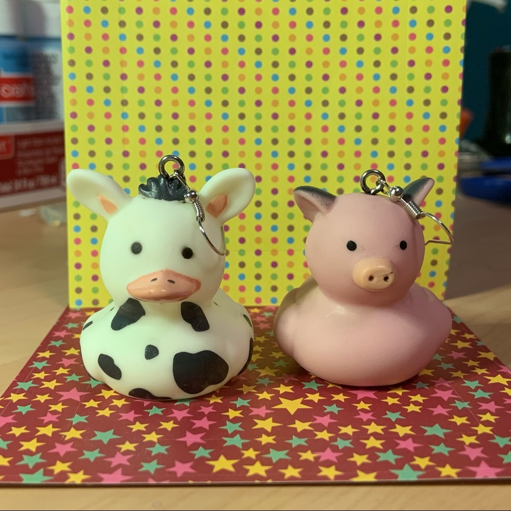 Handmade rubber ducky earrings